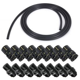 Koolance QD3 Male and Female Quick Disconnect Set (8-pack) and Alphacool EPDM Flexible Tubing (3m) Bundle, 10mm x 13mm to G1/4
