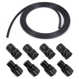 Koolance QD3 Male and Female Quick Disconnect Set (4-pack) and Alphacool EPDM Flexible Tubing (3m) Bundle, 10mm x 13mm