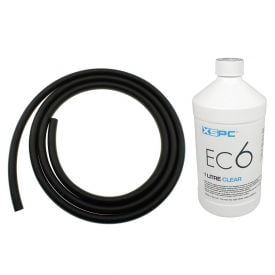 XSPC EPDM Tubing 3/8 ID, 1/2 OD (2 meter) and EC6 High Performance Clear Coolant (1000mL) Bundle, Black